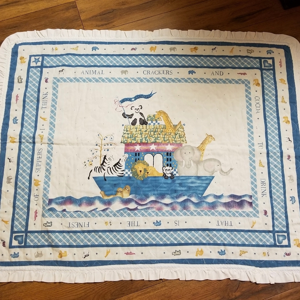 ❗Vintage Baby Animals and Boat Cotton Blanket❗